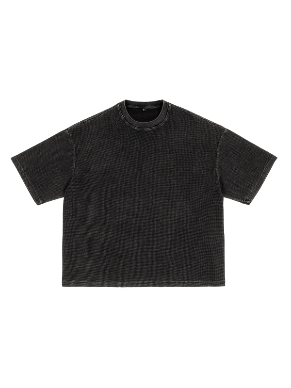 Waffle-Texture Washed Boxy T-shirt #RT0015 | TAPSTITCH